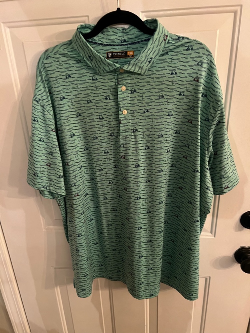 Daniel Cremieux Men's Seafoam Green Polo with Navy Wave Print